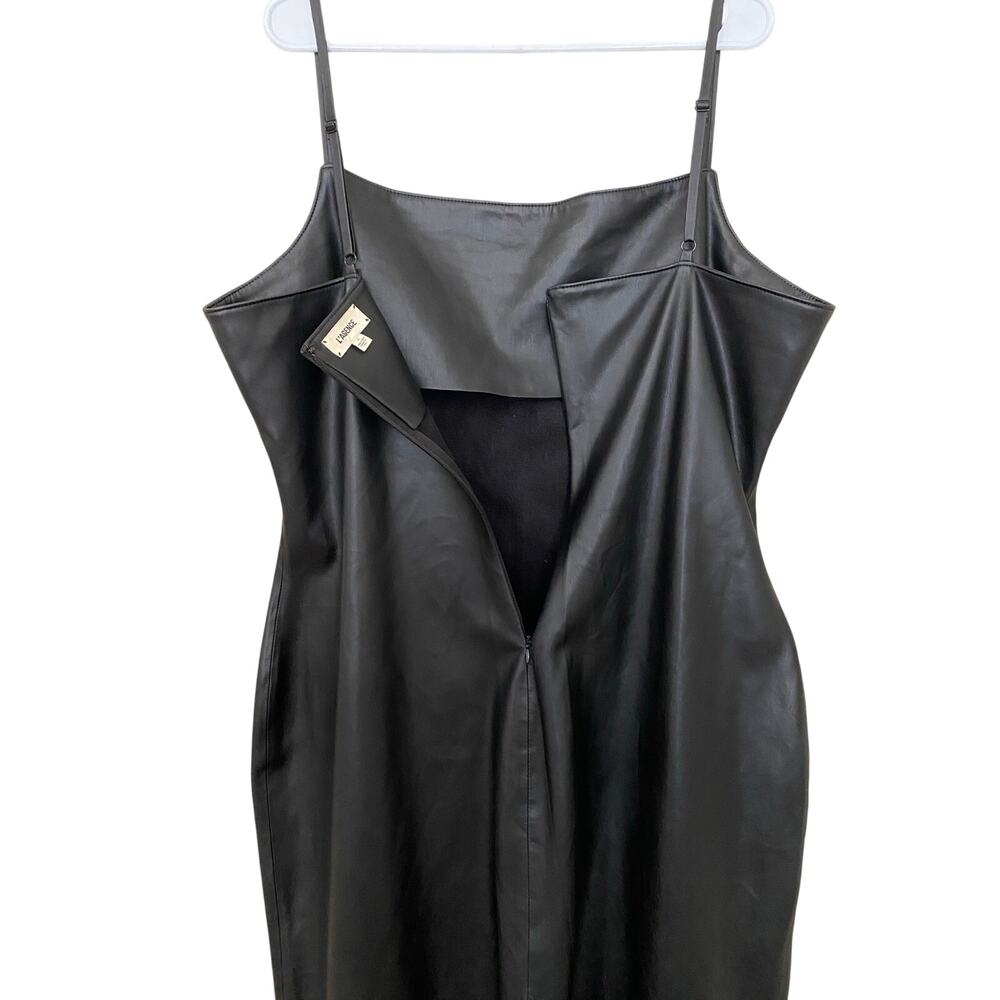L'Agence Dream Faux Leather Midi Dress US 16 LBD Night Out Cocktail Party Vegan - Picture 9 of 13
